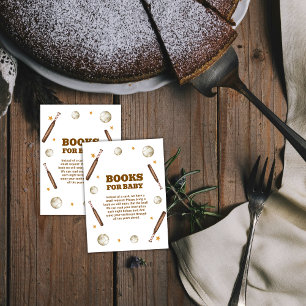 Neutral Batter Up Baseball Books For Baby Shower Enclosure Card