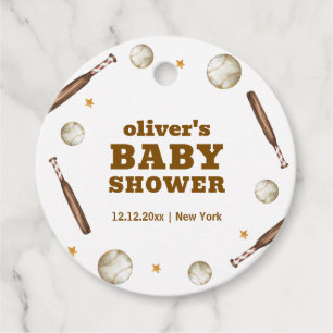 Neutral Batter Up Baseball Sport Boy Baby Shower Favor Tags