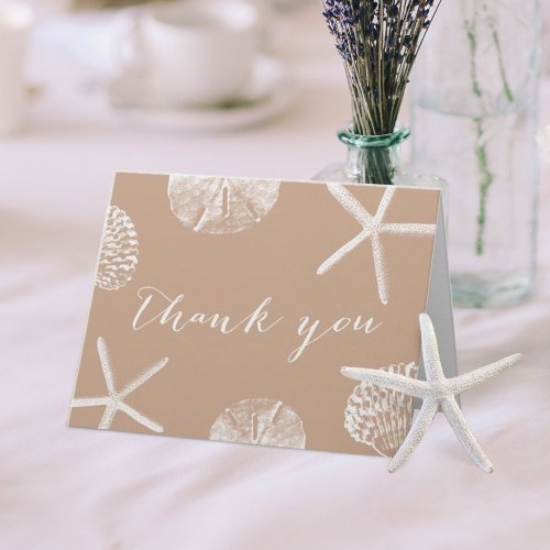 Neutral Beach Theme Seashells Thank You Cards