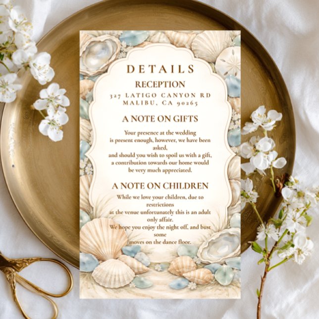 Neutral Beach Wreath Wedding Enclosure Card (Creator Uploaded)