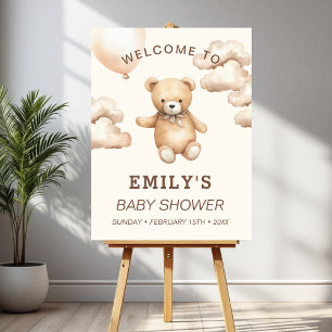 Neutral Bearly Can Wait Baby Shower Welcome Sign