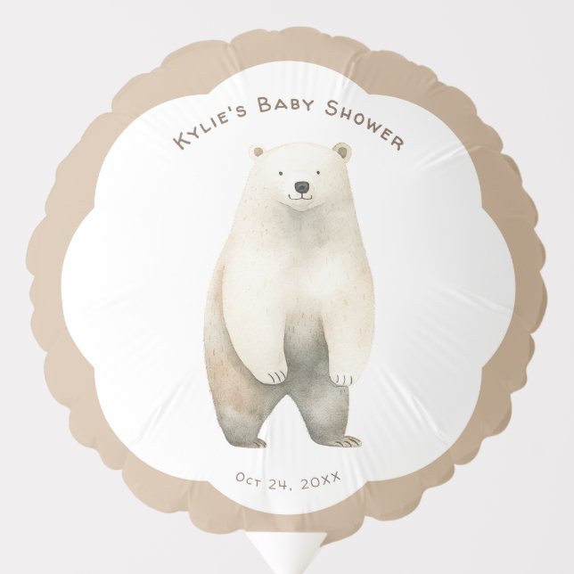 Neutral Bearly Wait Teddy Bear Baby Shower Balloon (Front)