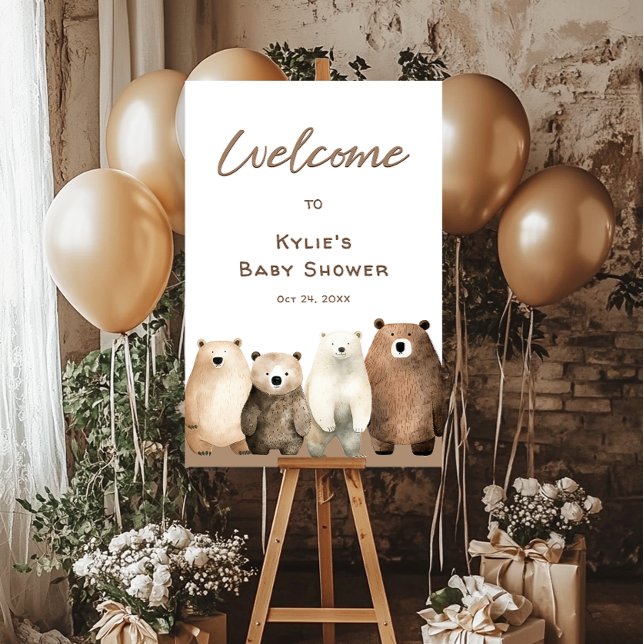 Neutral Bearly Wait Teddy Bear Baby Shower Foam Board (Neutral Bearly Wait Teddy Bear Books Baby Shower Welcome Sign)