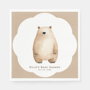 Neutral Bearly Wait Teddy Bear Baby Shower Napkins