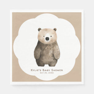 Neutral Bearly Wait Teddy Bear Baby Shower Napkins