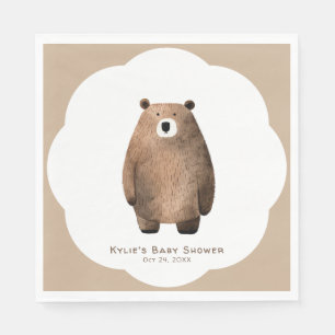 Neutral Bearly Wait Teddy Bear Baby Shower Napkins