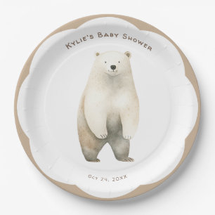 Neutral Bearly Wait Teddy Bear Baby Shower Paper Plates