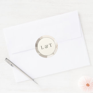 Neutral Beige Abstract Modern Editorial Wedding Classic Round Sticker
