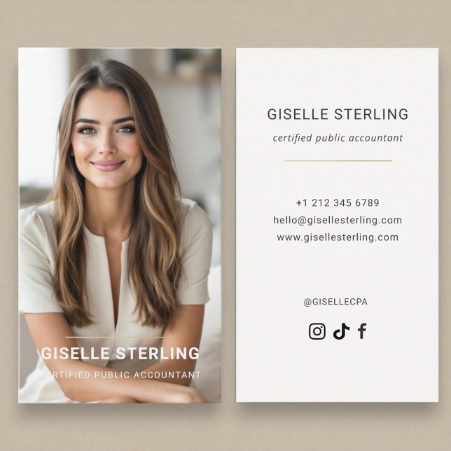 Neutral Beige Accountant CPA Minimal Modern Business Card (Creator Uploaded)