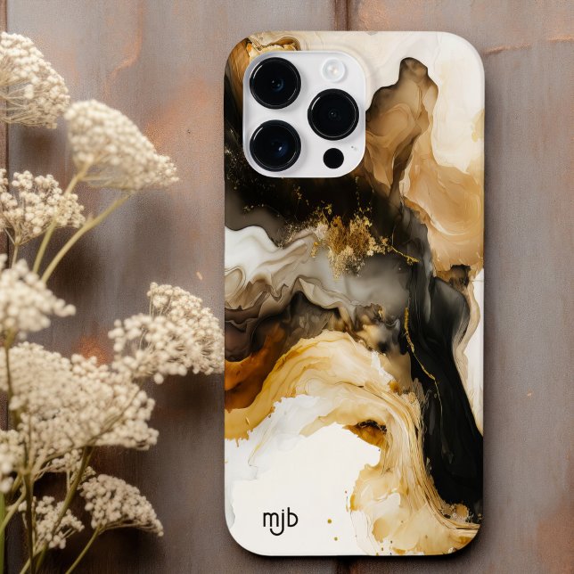 Neutral Beige and Gold Abstract Inkwash Case-Mate iPhone Case (Creator Uploaded)
