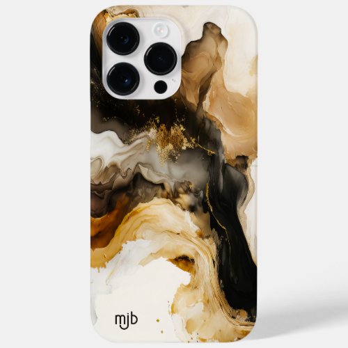 Neutral Beige and Gold Abstract Inkwash Case_Mate iPhone 14 Pro Max Case
