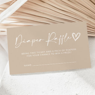 Neutral Beige Baby Shower Diaper Raffle Card