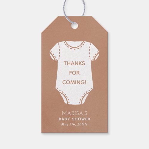 Neutral Beige Bodysuit Baby Shower Favor Gift Tags