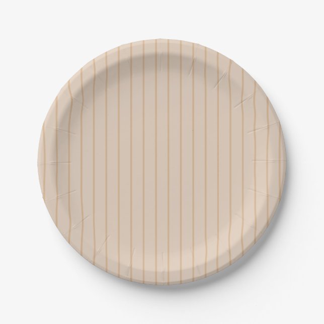 Neutral Beige Boho Stripe Cowgirl Baby Shower  Paper Plates (Front)