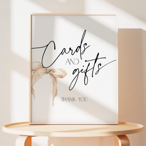 Neutral beige bow Cards and Gifts Pedestal Sign