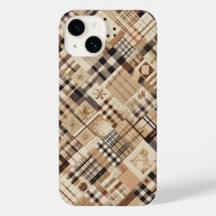 Neutral Beige & Brown Plaid Phone Case - Carved