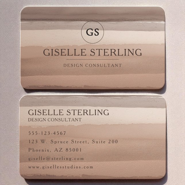 Neutral Beige Brown Watercolor Minimal Modern Business Card (Creator Uploaded)