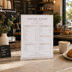 Neutral Beige Cafe Minimal Coffee Shop Flat Menu