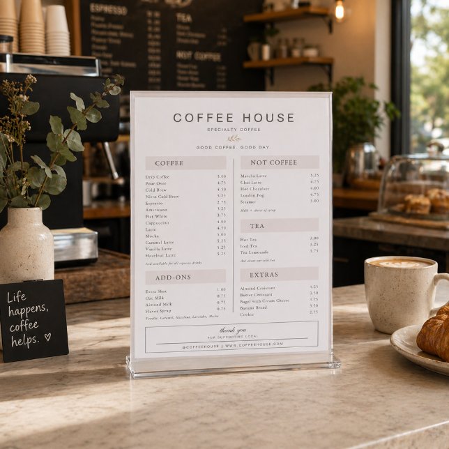 Neutral Beige Cafe Minimal Coffee Shop Flat Menu (Neutral Beige Cafe Minimal Coffee Shop Flat Menu)