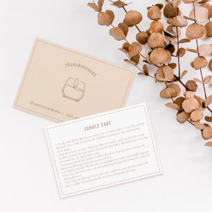 Neutral Beige Candle Care Instruction Card