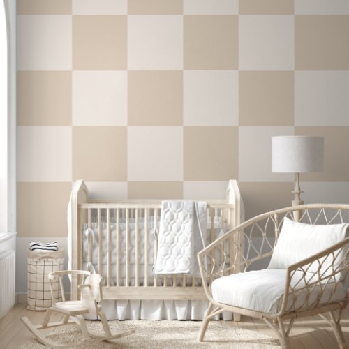 Neutral Beige Checkered Wallpaper