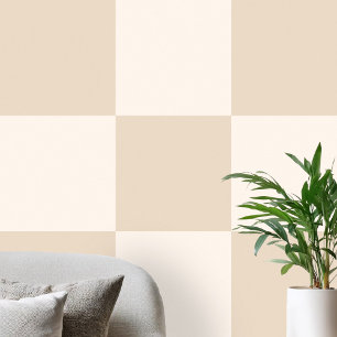Neutral Beige Checkered Wallpaper