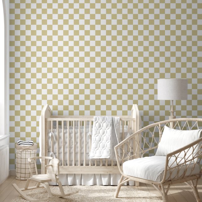 Neutral Beige Checkered Wallpaper | Modern Nursery (Kids)