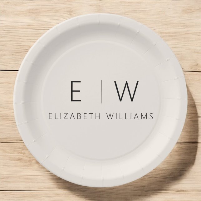 Neutral Beige Classic Elegant Modern Minimalist  Paper Plates (Creator Uploaded)
