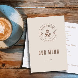 Neutral Beige Coffee Shop Cafe Elagant Brown Menu