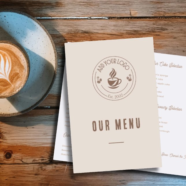 Neutral Beige Coffee Shop Cafe Elagant Brown Menu (Creator Uploaded)
