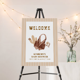 Neutral Beige Cowgirl Baby Shower Welcome Sign