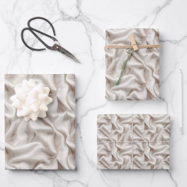 Neutral Beige, Cream & Ivory Wrapping Paper Sheets (Front)