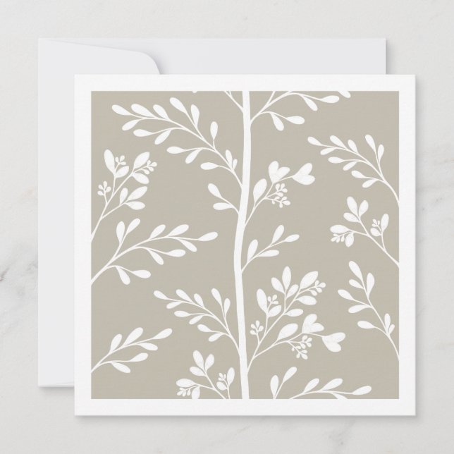 Neutral Beige Delicate Flower Buds Minimal Note Card (Front)