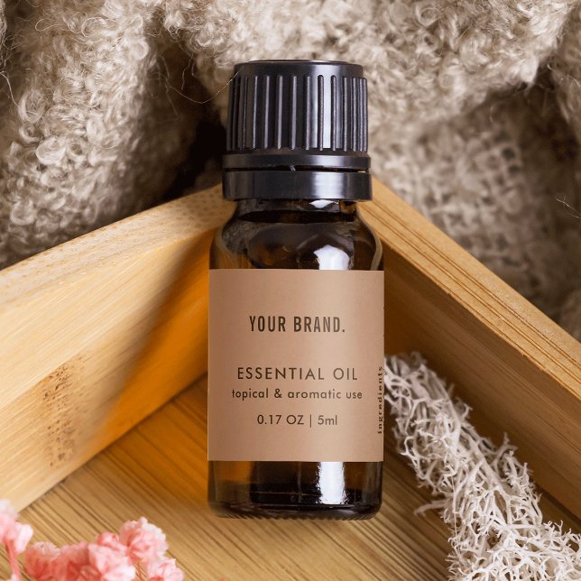 Neutral Beige Essential Oil Dropper Bottle Wrapper Label (Neutral Beige Essential Oil Dropper Bottle Wrapper Label)