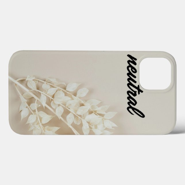 Neutral Beige Floral Aesthetic iPhone 13 Case (Back (Horizontal))