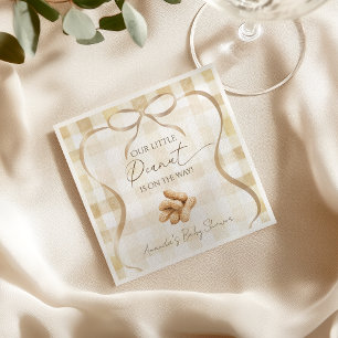 Neutral Beige Gingham Little Peanut Baby Shower Napkins