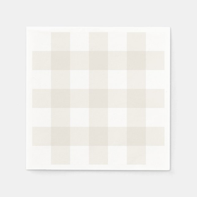 Neutral Beige Gingham Napkins (Front)