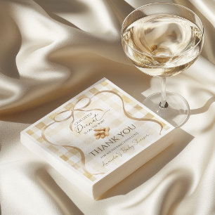 Neutral Beige Gingham Peanut Baby Shower Decor Napkins