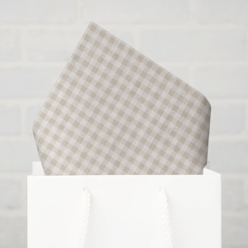Neutral Beige Gingham Rustic Plaid Tissue Paper
