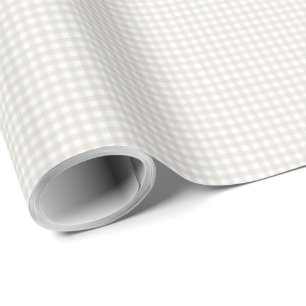 Neutral beige gingham simple small checks plaid wrapping paper
