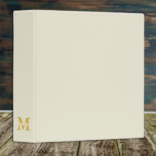 Neutral Beige Gold Monogram 3 Ring Binder