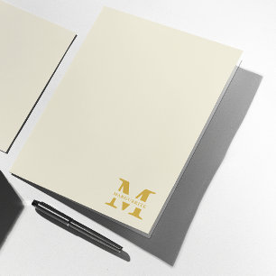 Neutral Beige Gold Monogram Pocket Folder