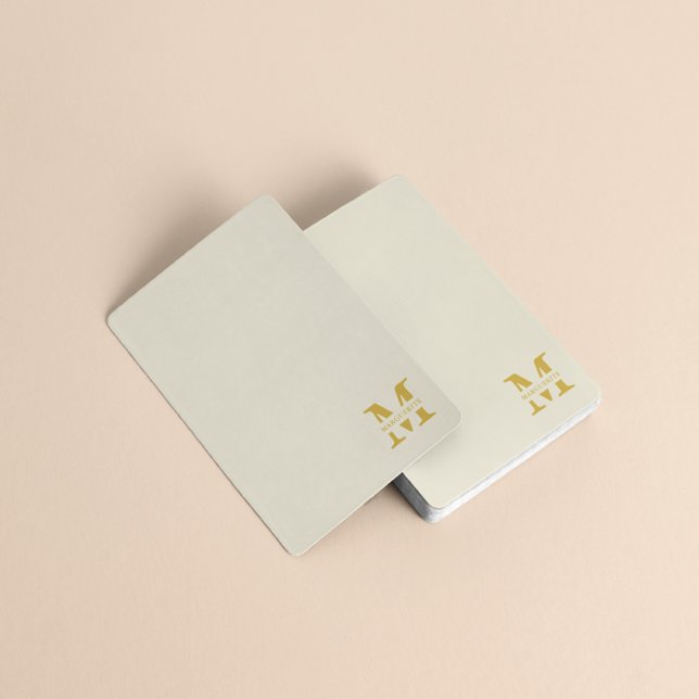 Neutral Beige Gold Monogram Poker Cards (Creator Uploaded)