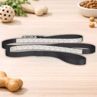Neutral Beige Gold Paw Print Pattern Pet Leash