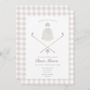Neutral Beige Golf theme baby shower Invitation