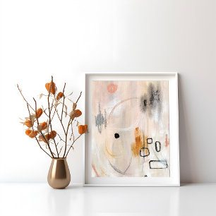 Neutral Beige Gray Modern Abstract art Poster