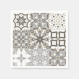 Neutral,beige,gray ,Moroccan tiles Napkins