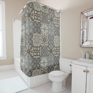 Neutral,beige,grey ,Moroccan tiles  Shower Curtain