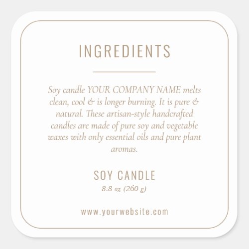 Neutral Beige Ingredients Product Label