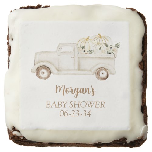 Neutral Beige Little Pumpkin Cute Baby Shower Brownie